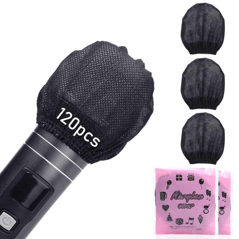 120pcs (60 pairs) Mic Covers Disposable Non-Woven, Individually Wrapped Mic Cover For Sanitary Mic Covers Disposable For Mic Microphone Windscreen & Pop Filters Black 120 pack-Black