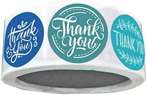 Taotenish 500pcs/Roll Thank You Stickers Kraft Stickers, Bulk Business Labels Round Labels Sticker for Small Shop Handmade Sticker, Flower - Blue