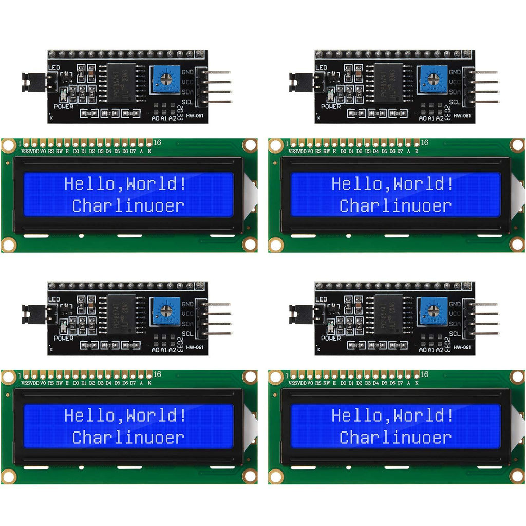 Weewooday 8 Pieces IIC/ I2C/ TWI LCD Serial Interface Adapter and LCD Module Display Backlight Compatible with Arduino R3 MEGA2560 (LCD 1602 16 x 2, Blue) LCD 1602 16 x 2