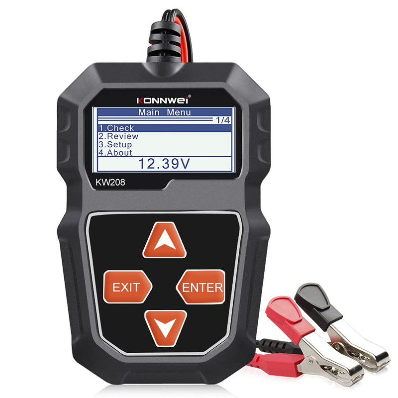 KONNWEI KW208 12V Car Battery Tester, 100-2000 CCA Load Tester Automotive Alternator Tester Digital Auto Battery Analyzer Charging Cranking System Tester for Car Truck Marine Motorcycle SUV Boat