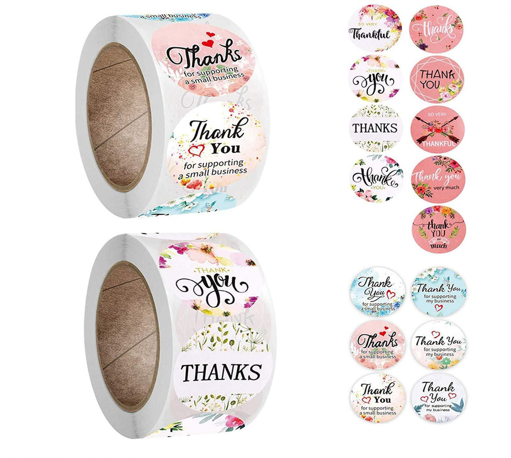 Thank You Sticker, Bubble Mail Sticker, Thank You Sticker roll, Thank You Christmas Gift Small Business Label, Packaging, Greeting Card, 500 Sheets per roll, (2 Rolls in Total)