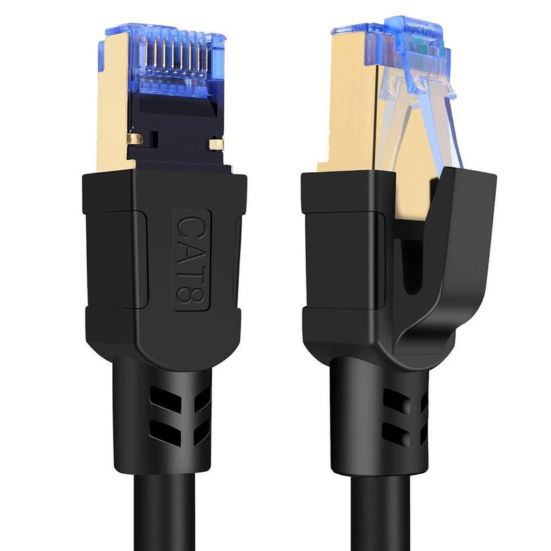 Cat8 Ethernet Cable, High Speed Cat 8 Network Ethernet Patch Internet Cable with Gold Plated RJ45 Connector, Compatible with Cat7 Cat6, Gigabit S/FTP LAN Wire by SEPWIK 10ft / 3m Round, Black