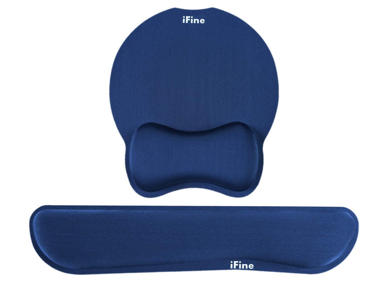 iFine Upgrade Enlarged Superfine Fiber Soft Smooth Memory Foam Ergonomic Mouse Pad & Keyboard Wrist Rest Comfortable for Desktop Laptop Mac Gaming Office School Home for Stress Free Typing -Navy Blue Navy Blue