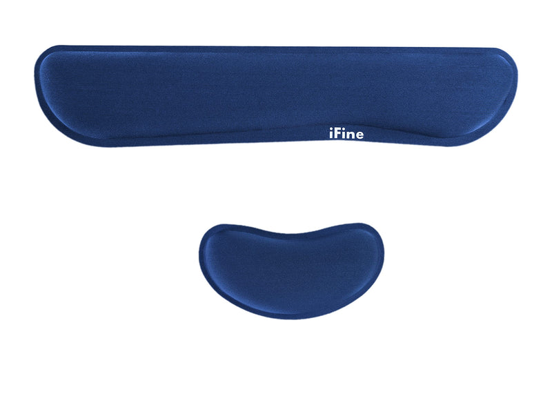 iFine Upgrade Enlarged Memory Foam Set Keyboard & Mouse Wrist Rest Pad Cushion Support for Computer, Laptop, Mac, Durable and Comfortable For Office or Home– Pain Relief Stress-free Typing (Navy Blue) Navy Blue