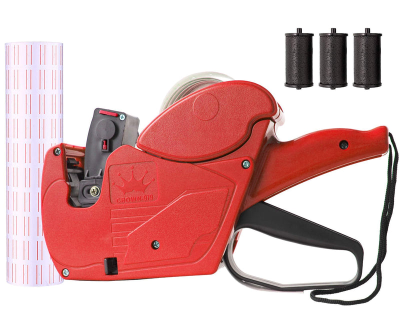 HC Kenshin CN979 Price Gun with Labels Kit-Includes 1Line Pricing Gun,5000 Sticker Labels and 3 Ink Wheel.Kit Numerical Tag Gun for Office, Retail Shop, Grocery Store(Red) Red