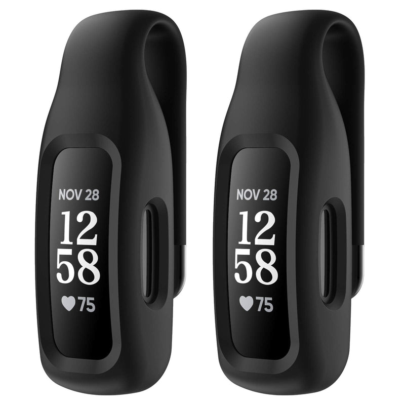 EEweca 2-Pack Clip Case Accessory for Fitbit Inspire 2, Black+Black (not for Inspire, Inspire hr, ace 2)