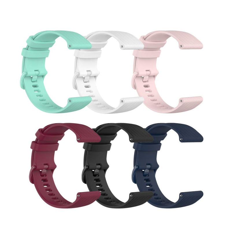 TenCloud 6-Pack Bands Compatible with Garmin Venu 2 Plus Venu SQ 20mm Wrist Strap Quick Release Waterproof Soft Silicone Band for Venu Sq Music Smartwatch