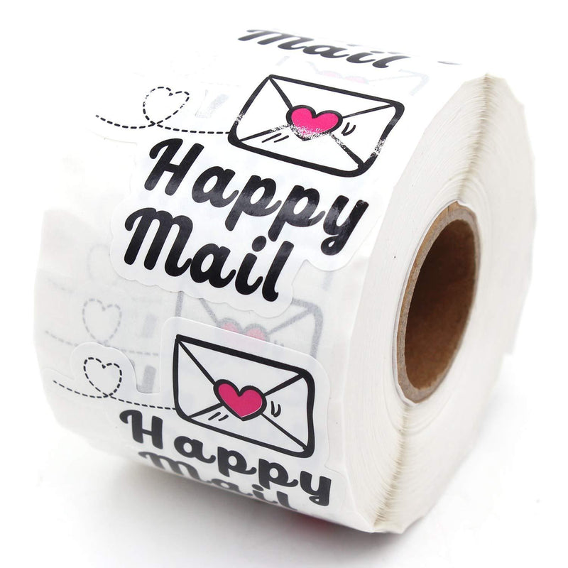 1.5 Inch Happy Mail Stickers, Thank You Sticker, Small Shop Sticker, Small Business, Packaging Sticker, 500PCS