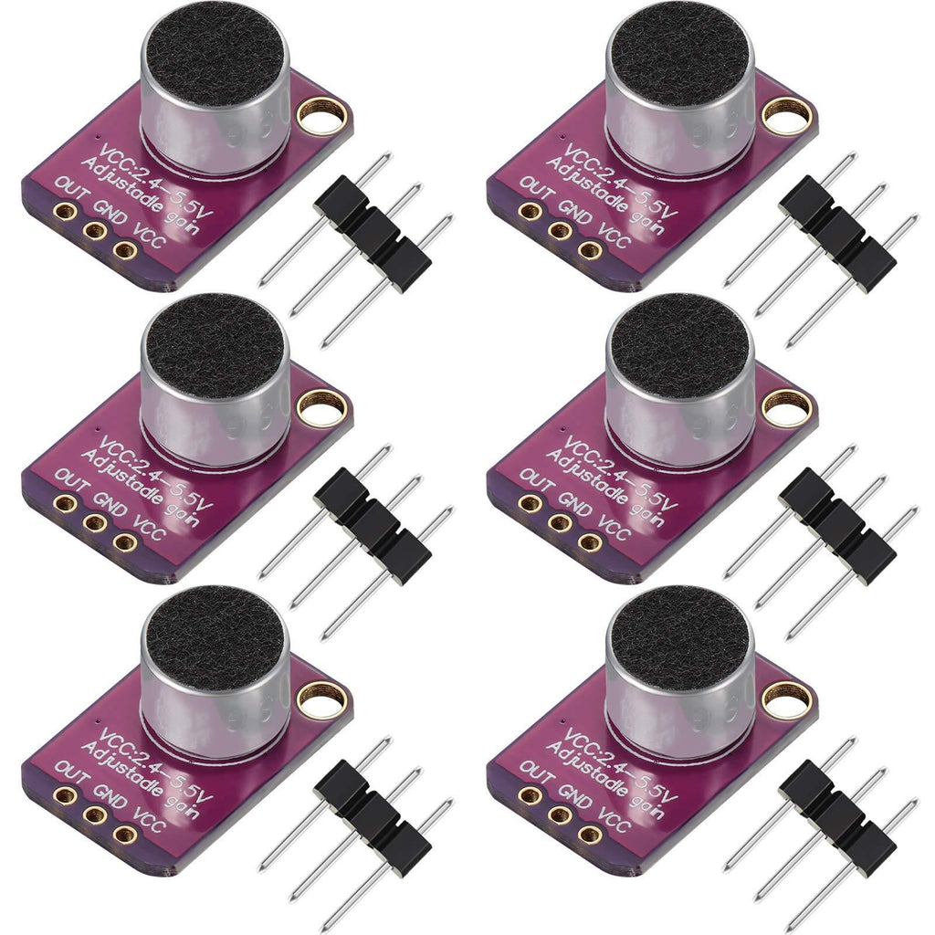 6 Pieces Electret Microphone Amplifier Module MAX4466 Adjustable Gain Blue Breakout Board