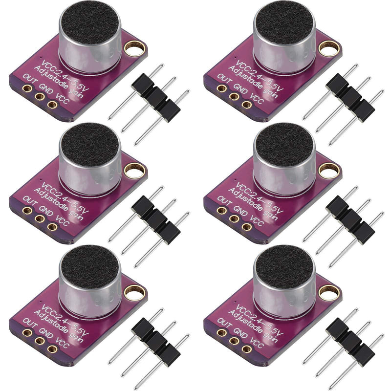 6 Pieces Electret Microphone Amplifier Module MAX4466 Adjustable Gain Blue Breakout Board