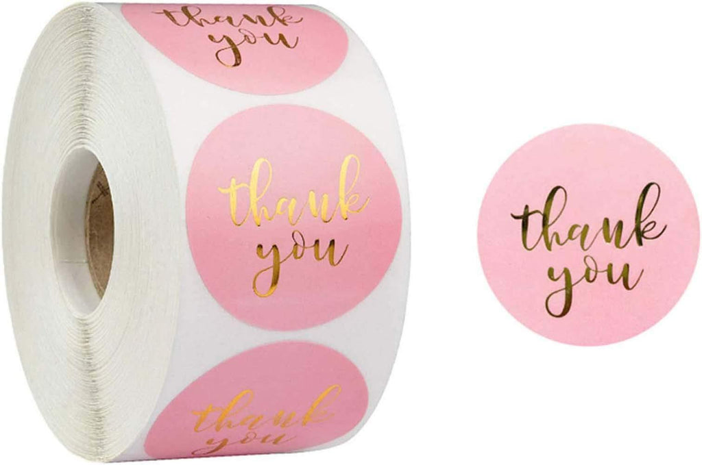 Thank You Sticker,500 pcs Pink Round Thank You Stickers, 1.0inches Labels Sticker Decorative Sealing Stickers for Company Birthday Party Favors