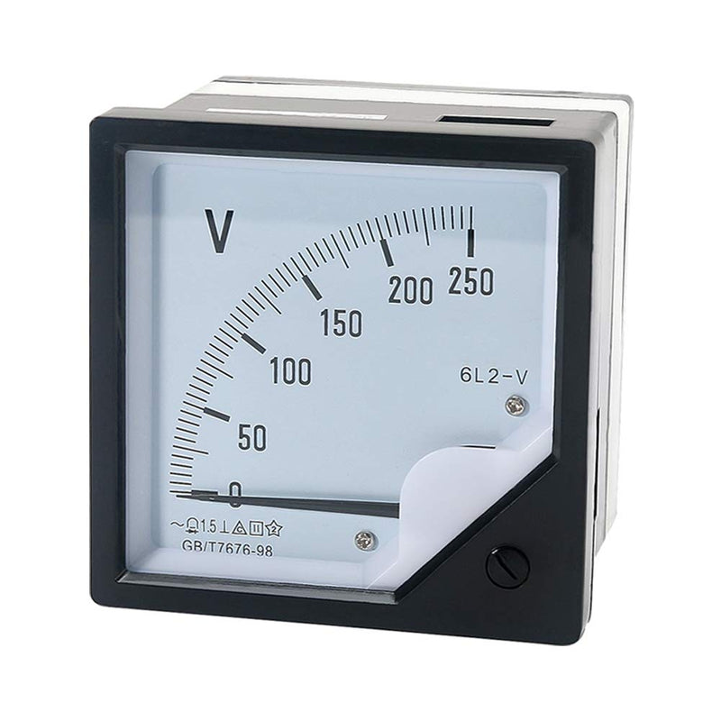 Fielect 6L2 Analog Panel Voltage Gauge Volt Meter AC 0-250V Class 1.5 Analogue Panel Meter Volt Voltage Rectangular 1PCS 6L2 0-250V