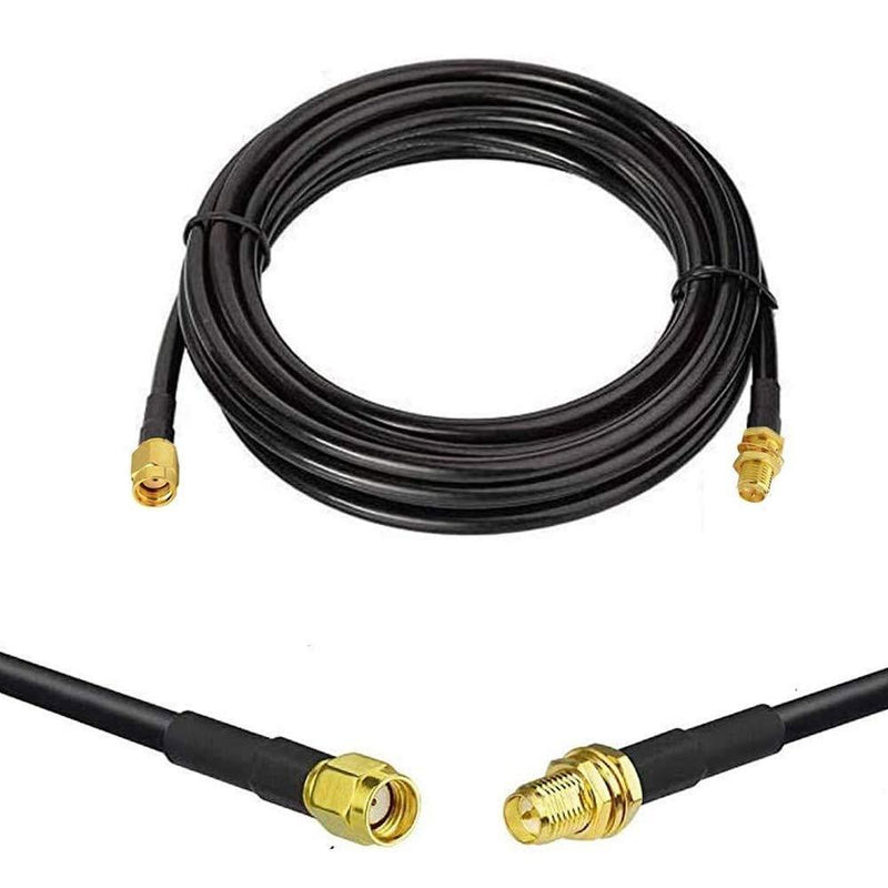 CORONIR 16ft Low Loss RP SMA Coaxial Extension Cable RG58 Cable Male to Female Connector for Wireless LAN Router Bridge & Other External Antenna Equipment-NOT for TV 16ft-Pack of 1