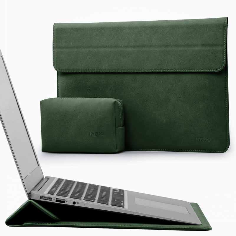 HYZUO 13 Inch Laptop Sleeve Case Cover with Stand Feature Compatible with New MacBook Air 13 2018-2021 M1/ MacBook Pro 13 2016-2021 M1/ Surface Pro X 7 6 5 4 3/ iPad Pro 12.9 M1/ XPS 13 Midnight Green