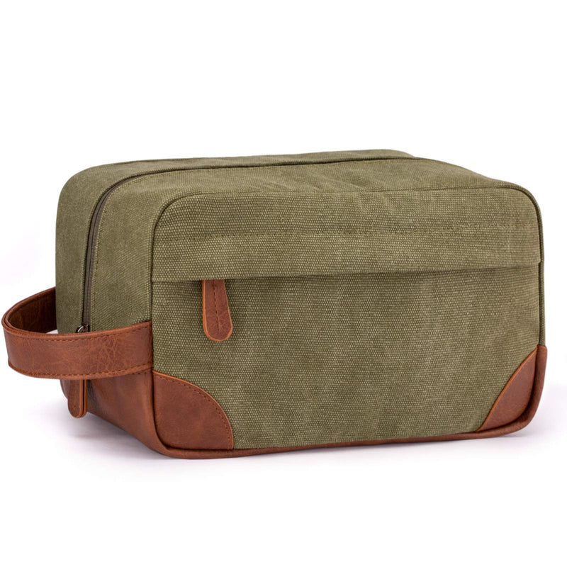 Vorspack Toiletry Bag Hanging Dopp Kit for Men Water Resistant Canvas Shaving Bag with Large Capacity for Travel - Army Green