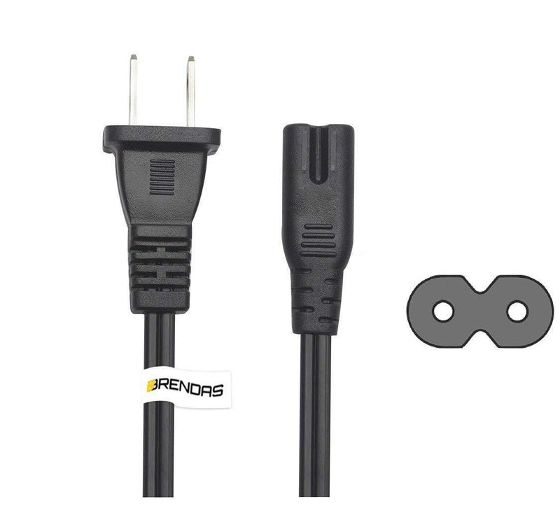(5 Pack) Non Polarized Power Cord by BRENDAZ, 2 Slot Power Cable (NEMA 1-15P to IEC C7) {UL Listed} Multipack (3-Feet, 5-Pack) 3-Feet