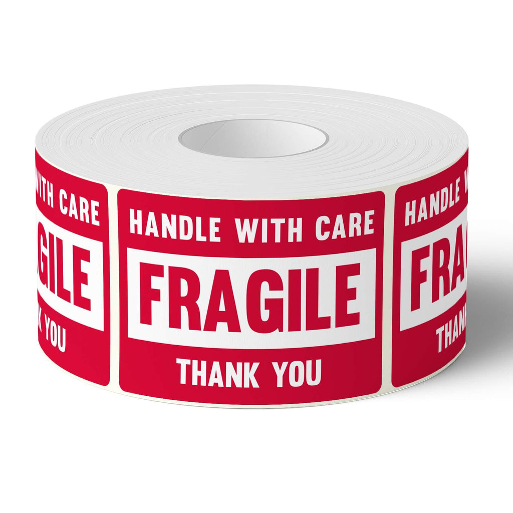 3? X 2? Fragile Handle with Care Warning Stickers, Fragile Tape for Packing and Shipping, Permanent Adhesive Labels 500 Per Roll (1 Pack)