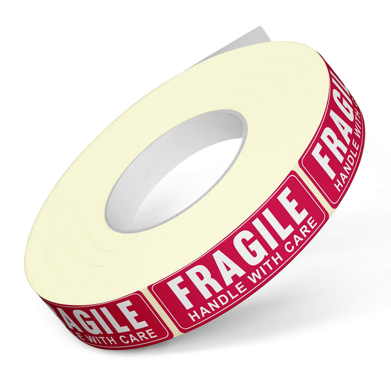 1” X 3” Fragile Handle with Care Warning Stickers, Fragile Tape for Packing and Shipping, Permanent Adhesive Labels 1000 Per Roll (1 Pack)