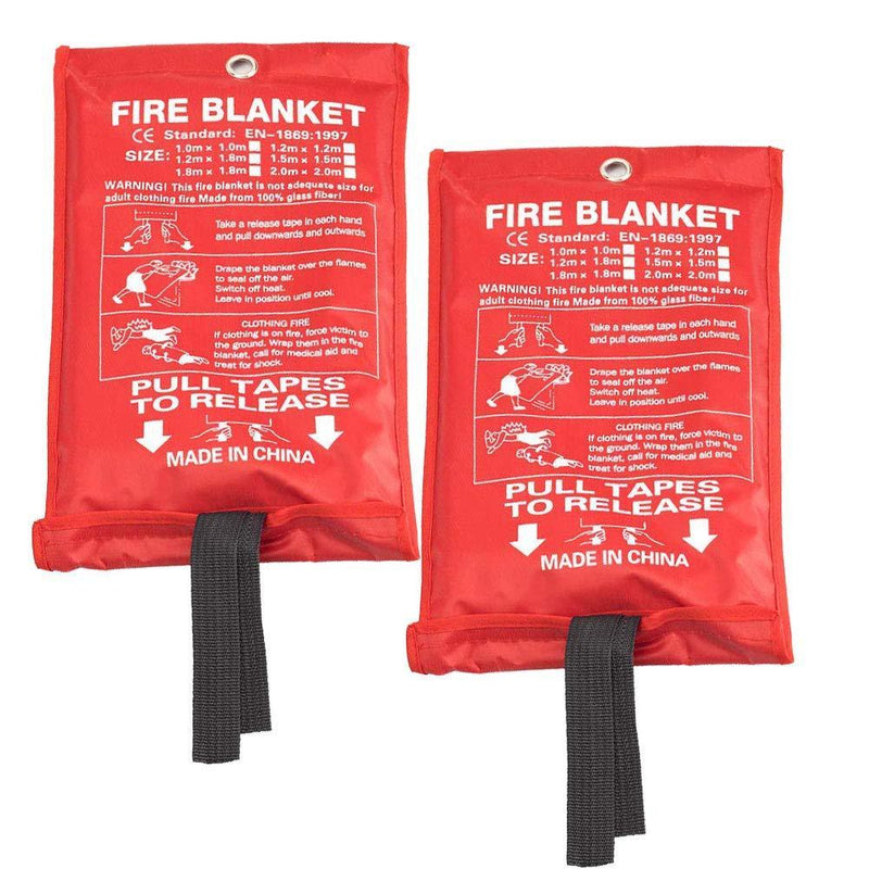 Aksipo Fire Blanket Fiberglass Fire Emergency Blanket Suppression Blanket Flame Retardant Blanket Emergency Survival Safety Cover for Kitchen Home House Car Office Warehouse, 2 Pack (47 X 47 inch) 47 X 47 inch