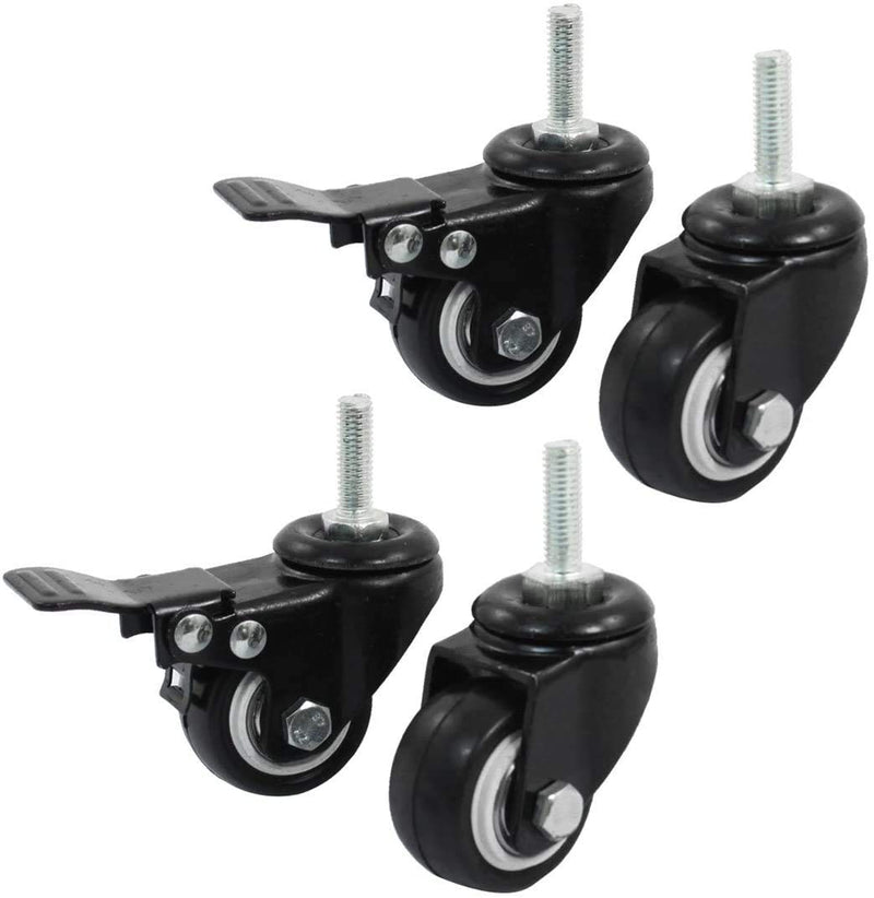 Shopping Wheel Trolley Brake Swivel Caster, 1.58-Inch, Black, 4-Piece