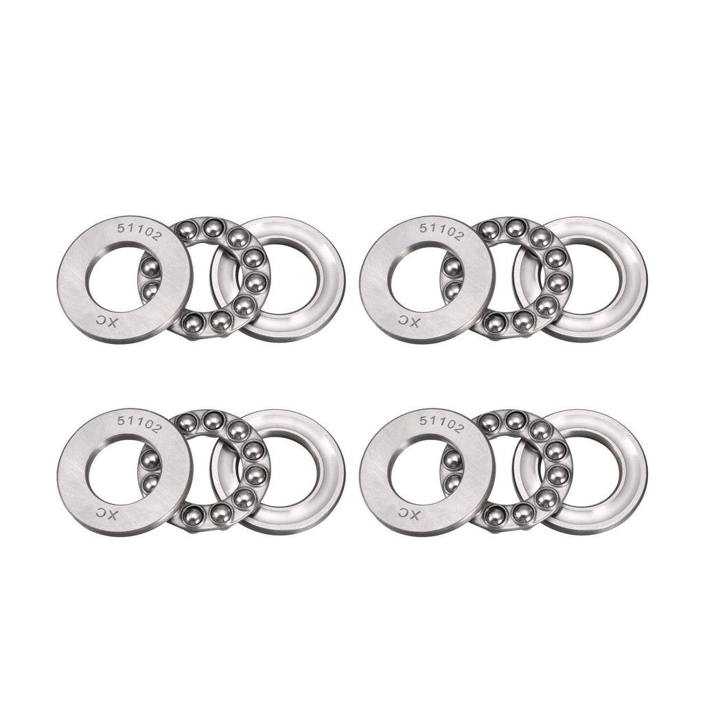 uxcell 51102 Miniature Thrust Ball Bearing 15mm x 28mm x 9mm Chrome Steel with Washer 4pcs