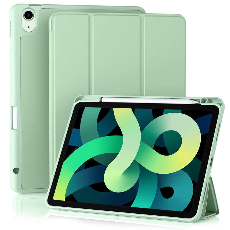 Akkerds Case Compatible with iPad Air 4th Generation Case 2020 10.9 Inch [Pencil Holder/2nd Pencil Charging] [Auto Sleep/Wake], Trifold Stand Smart Case Compatible with iPad Air 4 Case, Green Matcha green