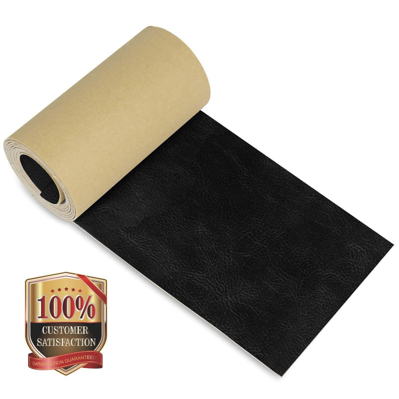 Leather Repair Patch Kit 4 x 50 Inches, 6 Sizes 75 Colors Available, Self-Adhesive Leather Tape Upholstery Vinyl Sticker for Couches, Sofa, Furniture, Car Seats, Bags, Jackets (Crazy Horse) CH - 01Black 4''X50''