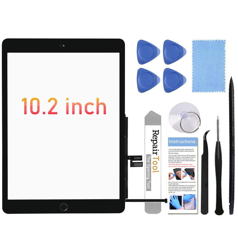 Fixerman Touch Screen for iPad 7th Gen 8th Gen Digitizer 10.2"(A2197 A2198 A2200,A2270, A2428, A2429, A2430) Glass Replacement Parts(NO LCD),with Home Button+Pre-Installed+Repair Tools(Black) For iPad 7/8-Black