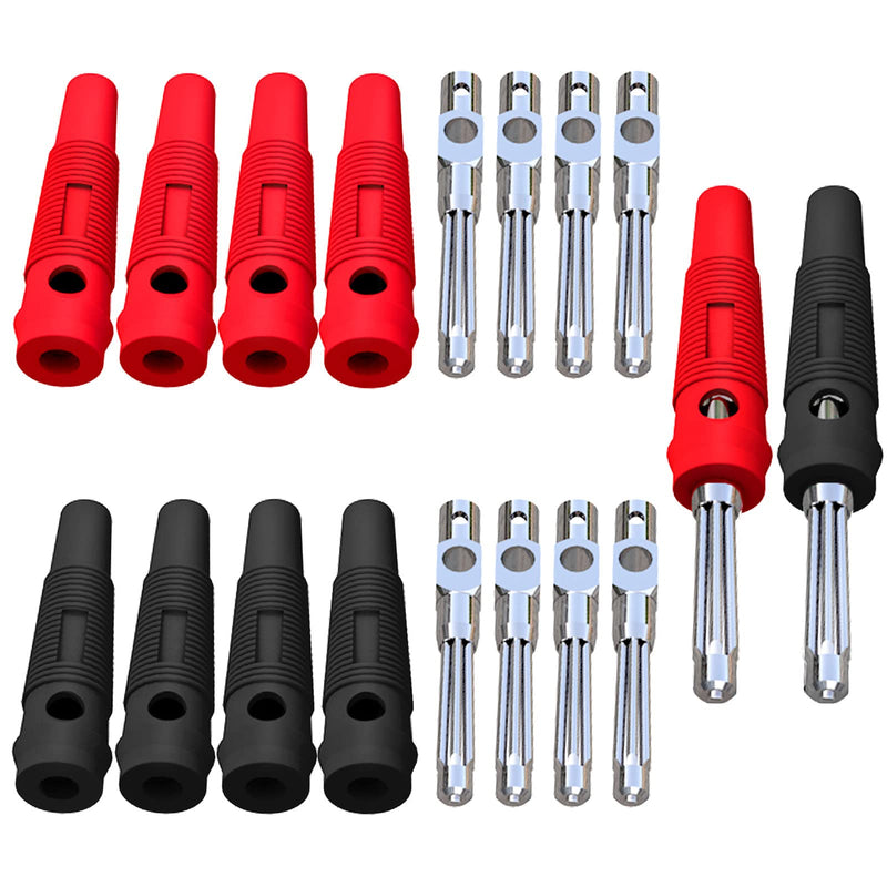 Goupchn 4mm High Current Banana Plugs Stackable 32A Screw Type Solderless Banana Connector Adapter Red + Black