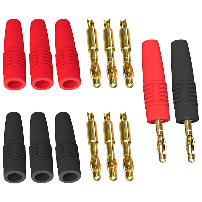 Goupchn 4mm Banana Plug Male Connector Gold Plated Solder Type Adapter 8PCS for DIY Electrical Testing