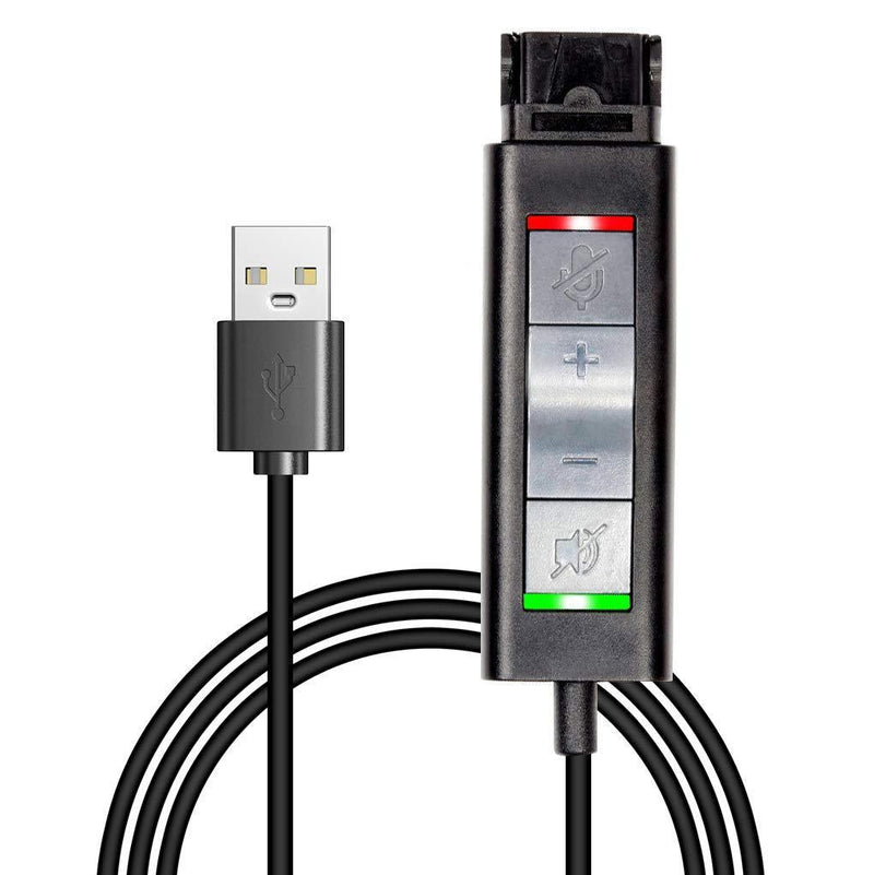 QD(Quick Disconnect) Connector to USB Adapter Cable with Volume Adjuster, Mute for Speaker and Microphone Separately Compatible with Any Plantronics and VoiceJoy Headset QD Plug U20 USB Adapter