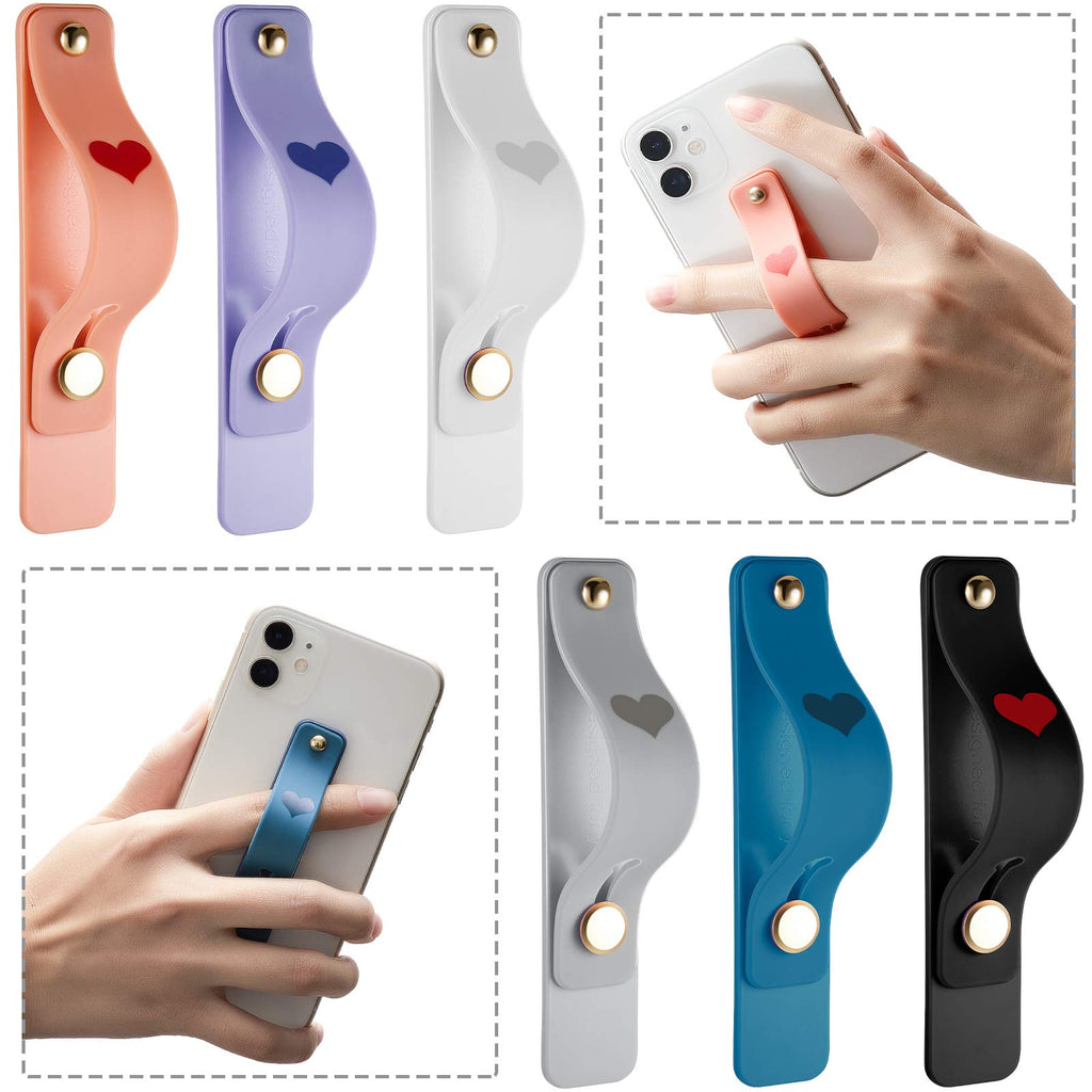 6 Pieces Phone Finger Grip Portable Telescopic Finger Strap Bracket Silicone Mobile Phone Ring Stand Phone Grip Finger Strap for Most Mobile Phones (Orange, Blue, Purple, Black, White, Gray) Orange, Blue, Purple, Black, White, Gray