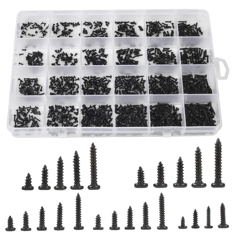 MEIYYJ 1100pcs Round Pan Head Tapping Screws Laptop Notebook Computer Screws Kit,M1.2,M1.4,M1.5,M1.7,M2 countersunk Phillips Mini Screw Set for Electronic Repair (1100PCS)
