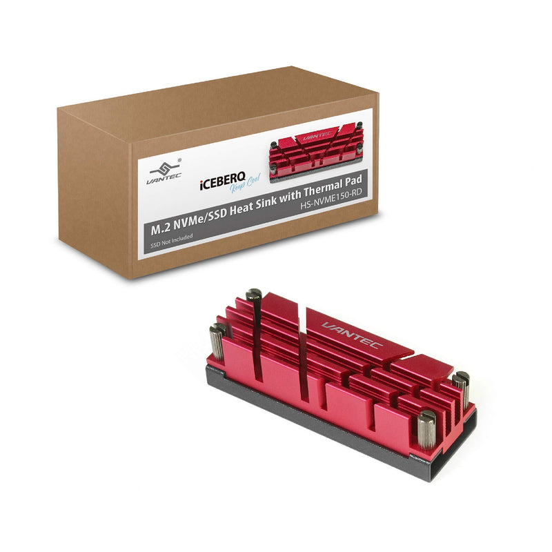 Vantec ICEBERQ M.2 NVMe/SSD Heat Sink with Thermal Pad (HS-NVME150-RD, Red)