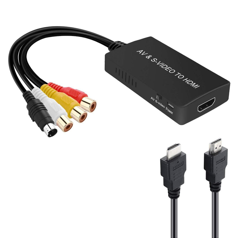 SVideo to HDMI Converter, S-Video and 3RCA CVBS Composite to Audio Video Converter Support 1080P/ 720P Compatible with PC Laptop, Xbox, PS3, DVD Playe (S-Video and 3RCA is Female SVideo and AV to HDMI Converter