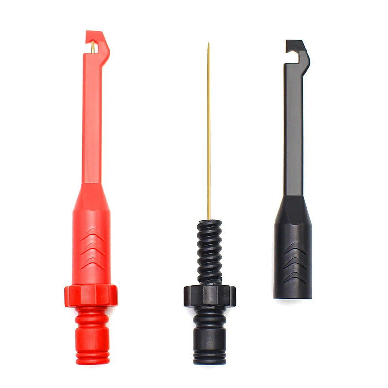 Electronic Wire Piercing Probe Clip for Automotive Diagnostic Tester Tool, Puncture Wire Back Probe Pins Insulation for Car Circuit Detection Black&Red, 2 Pack 4 mm