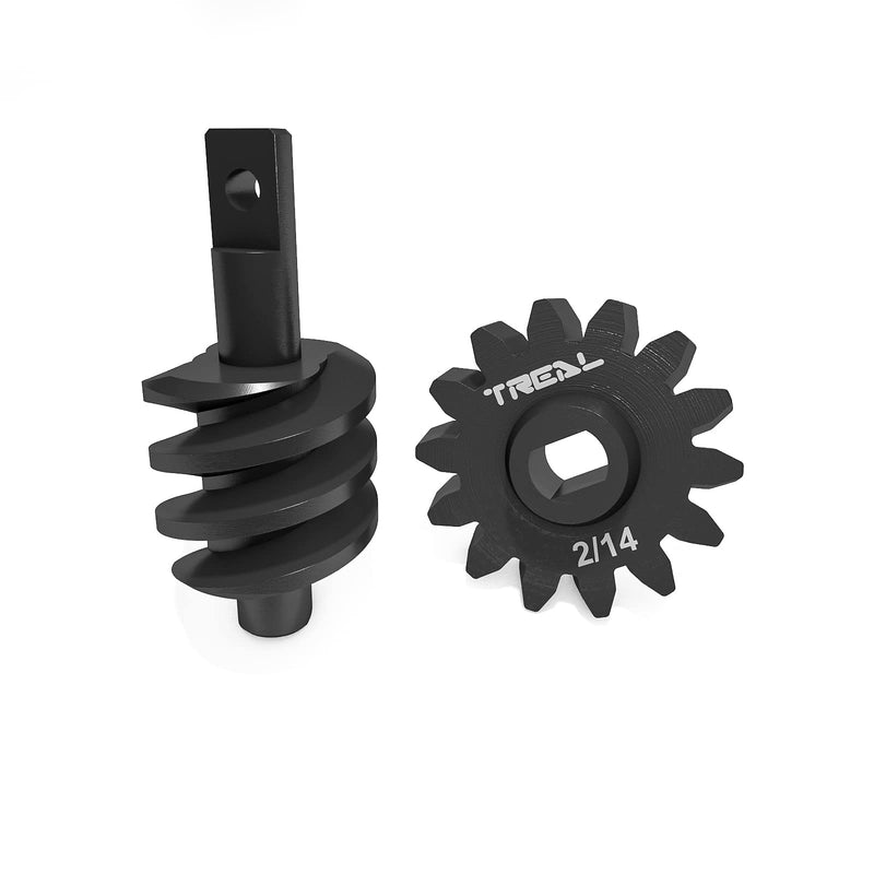 Treal Axial SCX24 Steel Overdrive Gears, Differential Diff Worm Gear Set 2T/14T, Overdrive 14% 2/14T