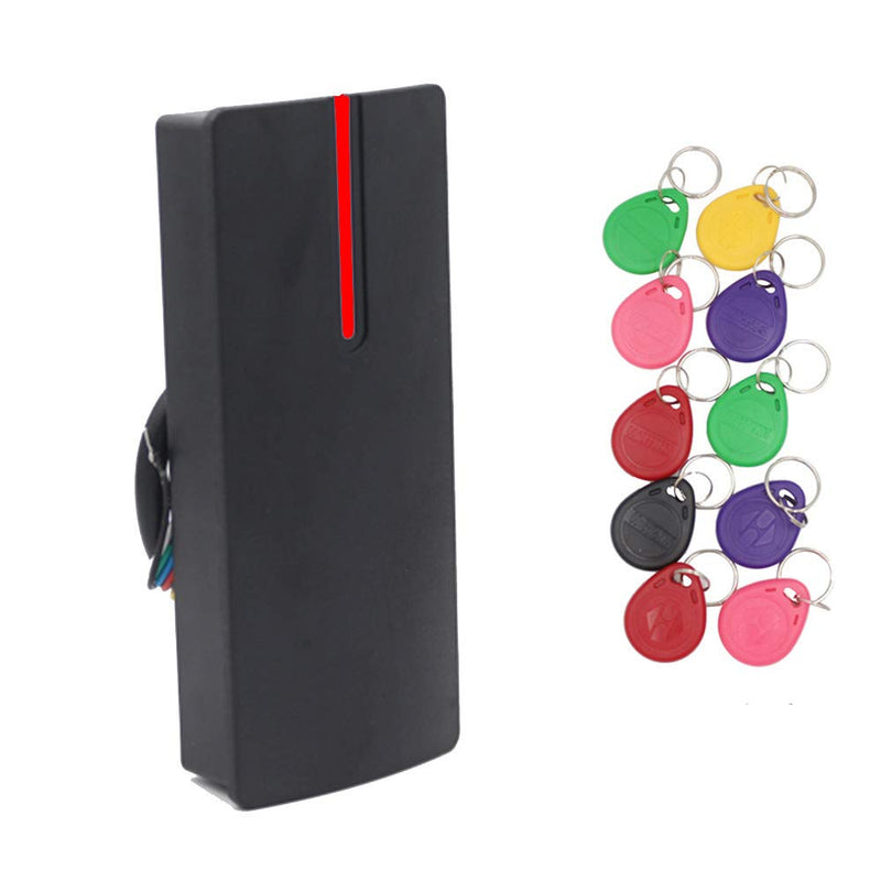 BSTUOKEY RFID Reader Proximity Card Reader Wiegand 26/34 Bit Output Door Access Reader Waterproof IP68 Access Control 125KHZ Card Reader with 10 Color Key