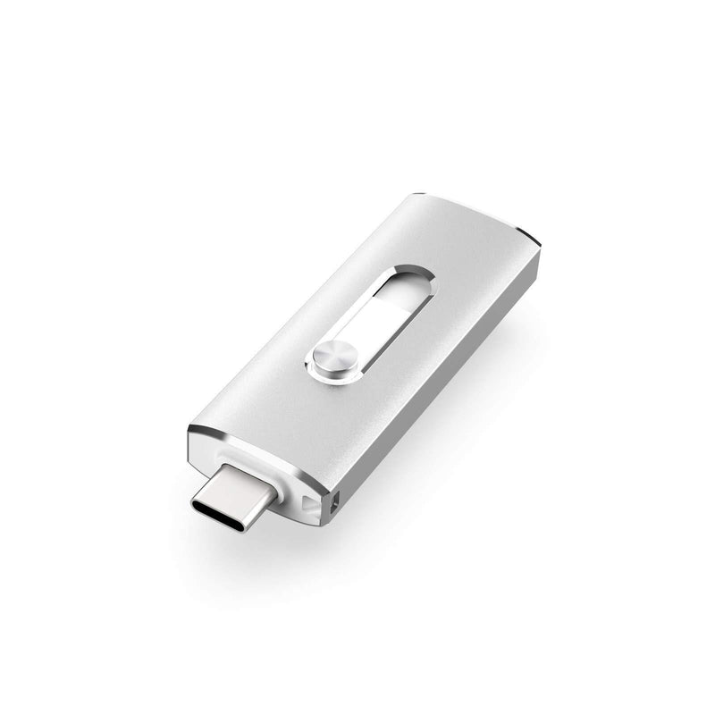 VANSUNY USB C Flash Drive, 128GB USB 3.1 Flash Drive 350Mb/s Dual Drive USB Type C Thumb Drive 128G USB C Drive Super Speed Solid State USB Drive (128G,Silver) 1) Silver * 128G