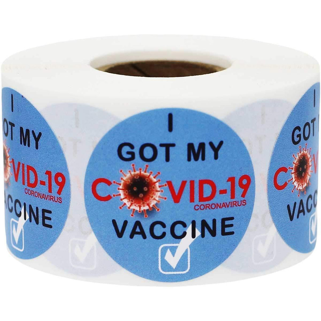 I Got My COVID-19 Vaccine Stickers Light Blue 1.5 Inch 500 Total Labels