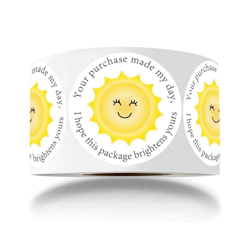 YOUOK Thank You Business Stickers - Round Yellow Sunshine Smile Face Gift Wrap Stickers for Shopping Bags/Packages/mailing Boxes, Shipping Stickers - 2 Inch 500 Total Labels