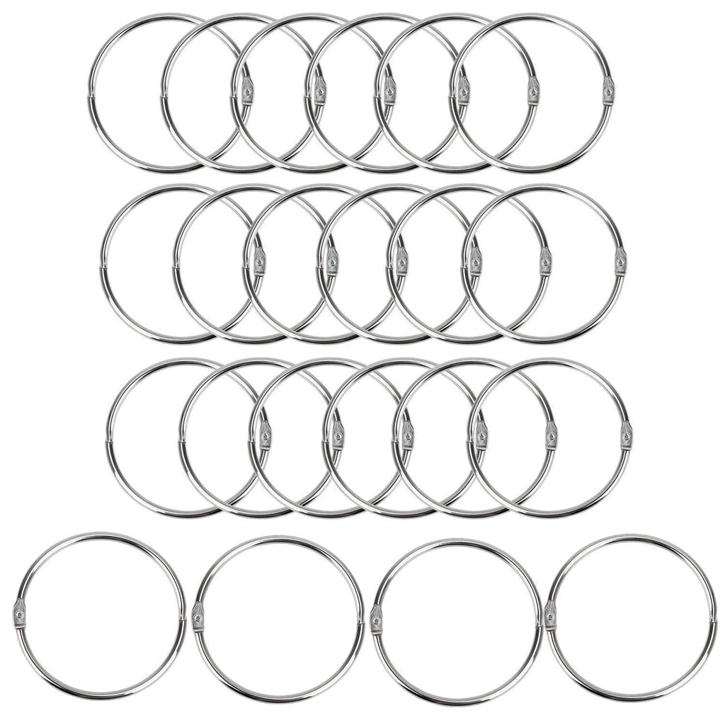 Loose Leaf Binder Rings Office Book Ring Clips 2 inch (22 Pack) for Index Cards Note Paper Metal Nickel Plated (Silver)