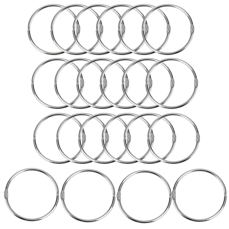 Loose Leaf Binder Rings Office Book Ring Clips 2 inch (22 Pack) for Index Cards Note Paper Metal Nickel Plated (Silver)