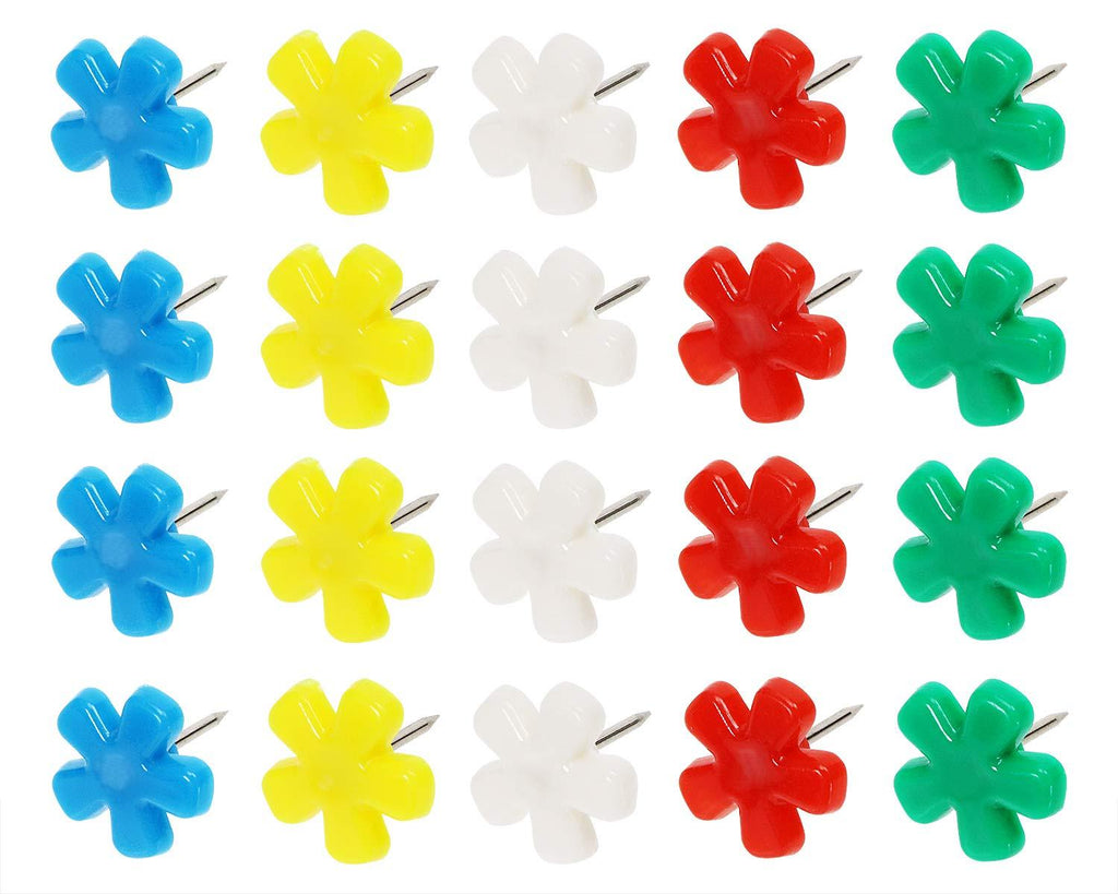 ONLYKXY 100 Pieces Push Pins Tacks, Plastic Flower Head, Steel Point, Random Color