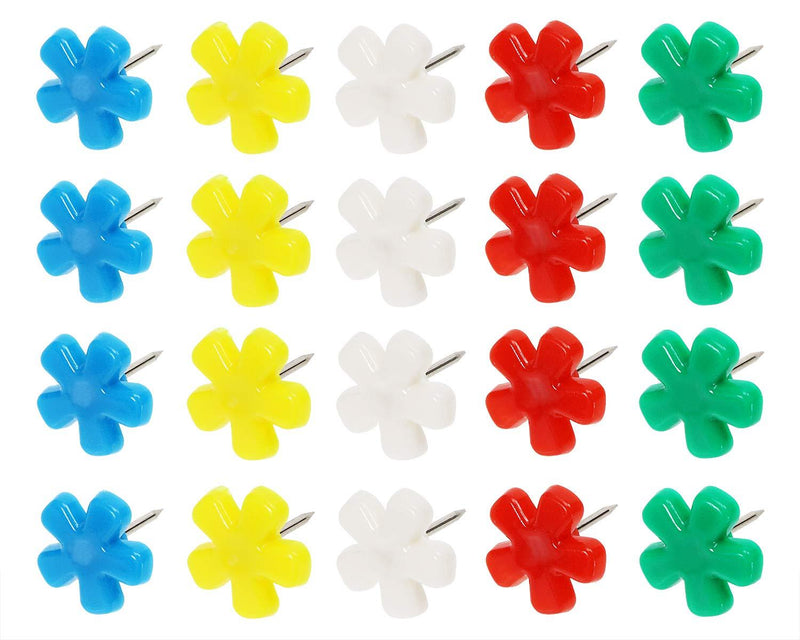 ONLYKXY 100 Pieces Push Pins Tacks, Plastic Flower Head, Steel Point, Random Color