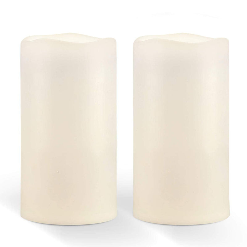 Homemory 6" x 4" Waterproof Outdoor Flameless Candles - Battery Operated Flickering LED Pillar Candles for Indoor Outdoor Lanterns, Long Lasting, Large, Set of 2 4"x 6"