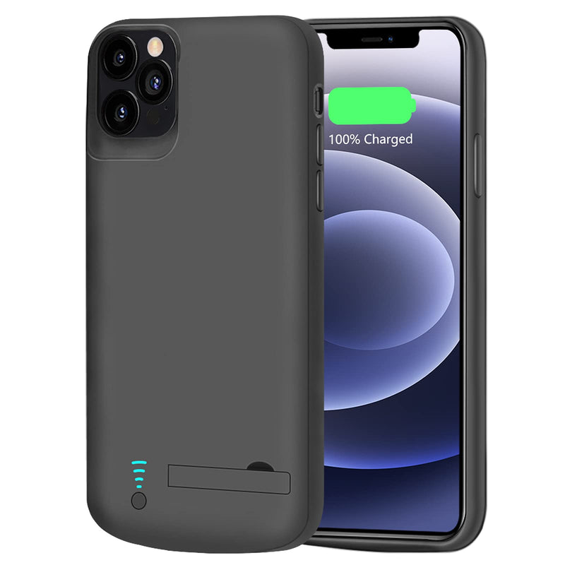 RUNSY Battery Case for iPhone 12 Pro Max, 6000mAh Rechargeable Extended Battery Charging/Charger Case, Add 100% Extra Juice, Support Wire Headphones (6.7 inch)