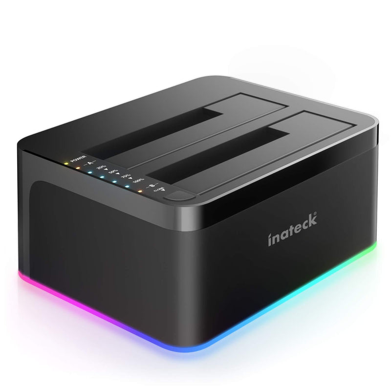 Inateck RGB SATA to USB 3.0 Hard Drive Docking Station with Offline Clone, for 2.5 and 3.5 Inch HDDs and SSDs, UASP Supported, Black SA02003