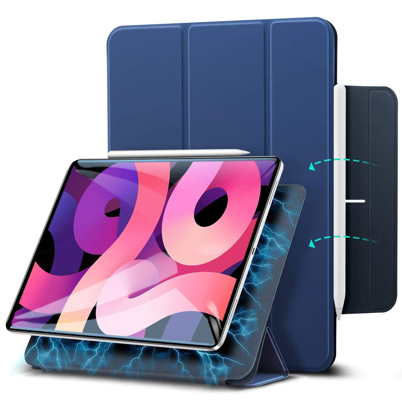 ESR Magnetic Case for iPad Air 4 2020 10.9 Inch/iPad Pro 11 2018 [Convenient Magnetic Attachment] [Trifold Smart Case] [Auto Sleep/Wake Cover] Rebound Series, Navy Blue