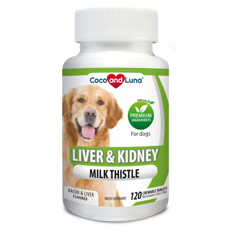 Coco and Luna Milk Thistle for Dogs, Liver Support for Dogs, Detox, Hepatic Support, Promotes Liver Healthy Function for Pets, VIT B1, B2, B6, B12 Tablet 120 Count (Pack of 1)